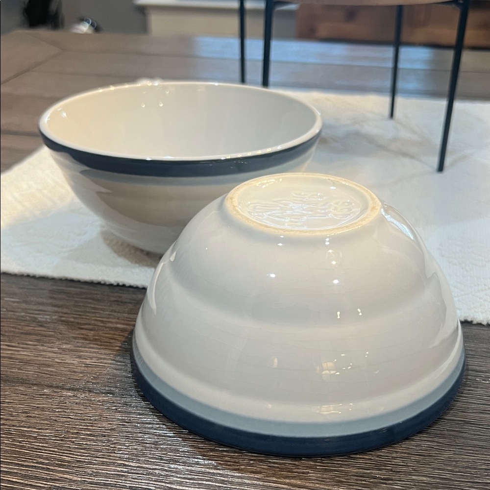 Pfaltzgraff Stoneware Bowls Blue Striped #456 5.25 Inch RARE FIND